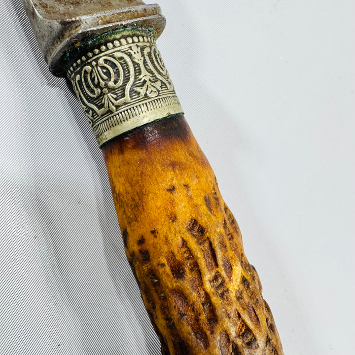 Antique William Beckett & Co Sheffield Carving Knife – Victorian Era, Stag Horn Handle