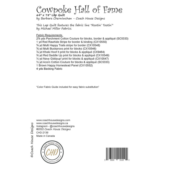 Cowpoke Hall of Fame Downloadable PDF Quilt Pattern