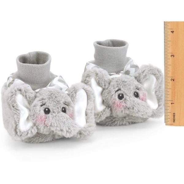 Lil' Spout Gray Elephant Sock Top Slipper Booties Measuring Vertically