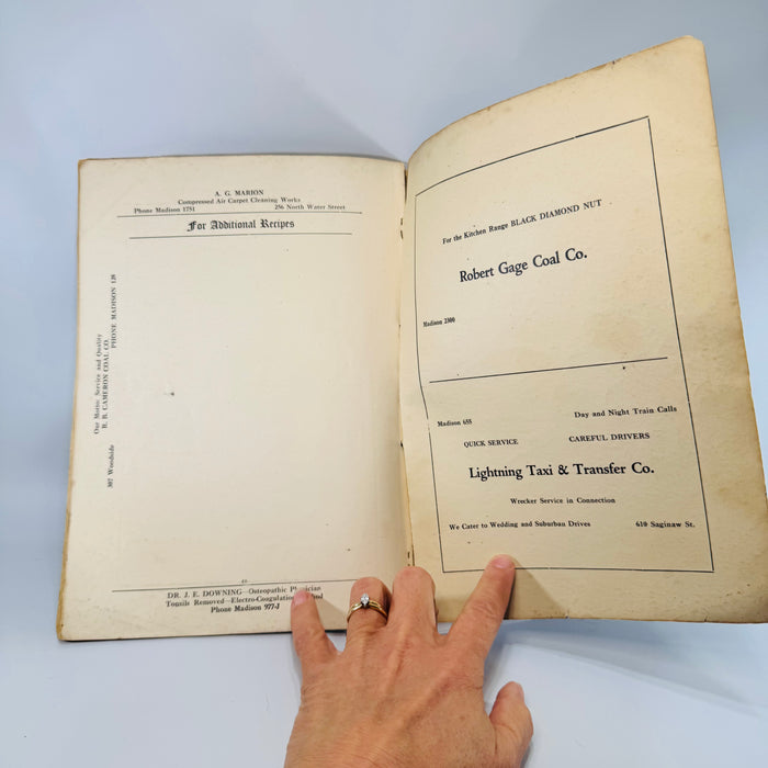 Vintage Church Community Cookbook — Sweets and Meats Directory (Bay City, Michigan) — Ladies Association, First Baptist Church | Local Ads + Recipes, Community Cookbook / Local History