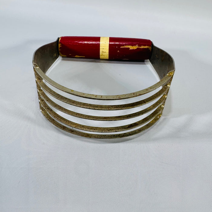 Vintage Red Handle Pastry Blender | Metal Wire Dough Cutter Farmhouse Baking Tool
