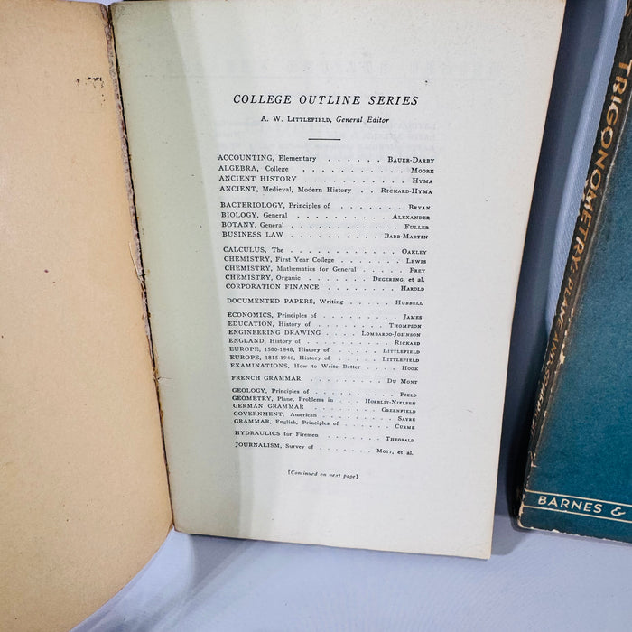 1940s Mathematics Textbook Bundle 5 Barnes & Noble College Outline Series Books Algebra Calculus Geometry Trigonometry