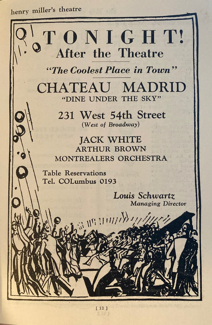 Henry Miller's Theatre, NY. "Journey's End." July 15, 1929.