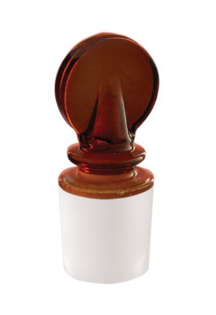 Borosil® Amber Solid Penny Head Glass Stopper Interchangeable Ground Joint 12/21 - CS/20 - SolventWaste.com
