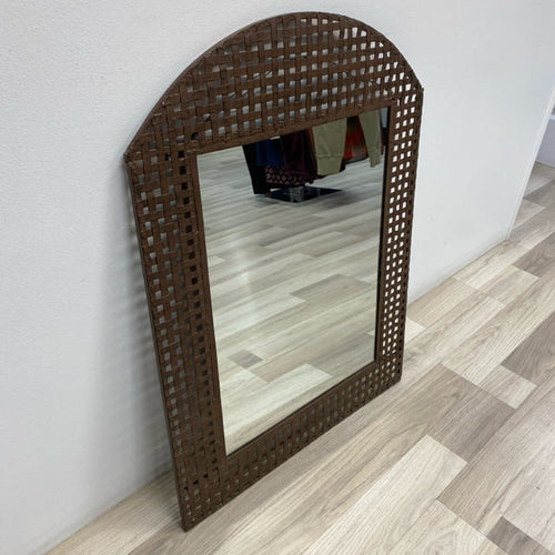 Brown Metal Mirror Basket Weave Design