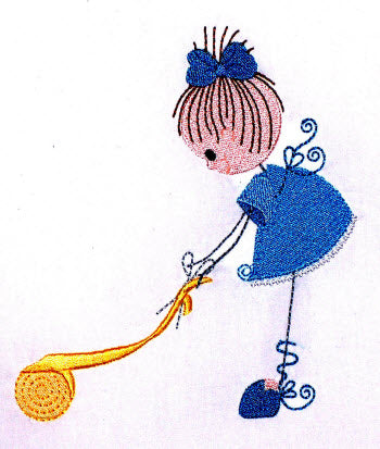 Curly Sewing Girls [5x7]  11301 Machine Embroidery Designs