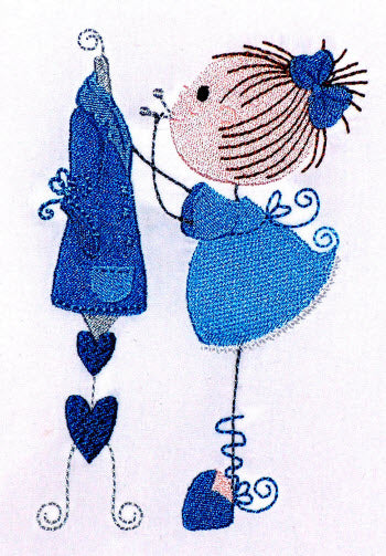 Curly Sewing Girls [5x7]  11301 Machine Embroidery Designs