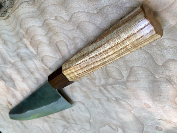 Custom Ittetsu Kurouchi 210 Gyuto - Shirogami White No 1 with Curly Ash and Cocobolo