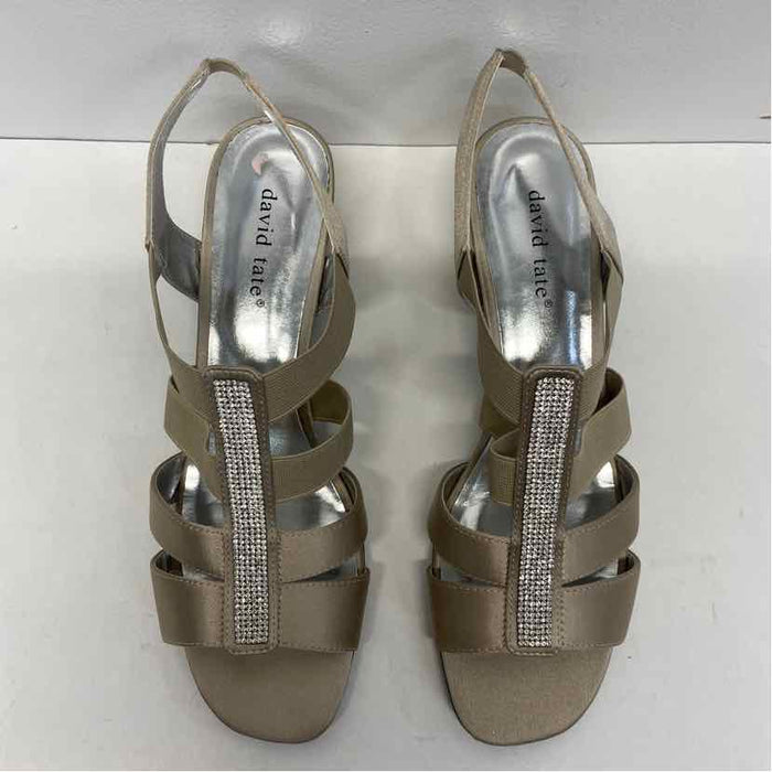 David Tate Size 9.5 Women's Champagne Beaded Strappy Shoes