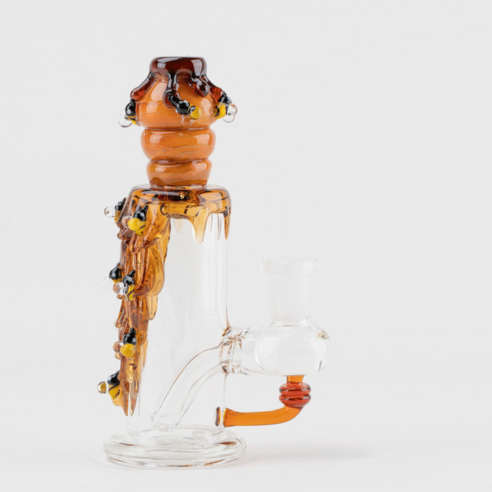 Empire Glassworks Honey Bee Flower Bundle - Beehive Nano Rig - Beehive Small Spoon Pipe - Beehive Bowl Piece - Beehive Poker