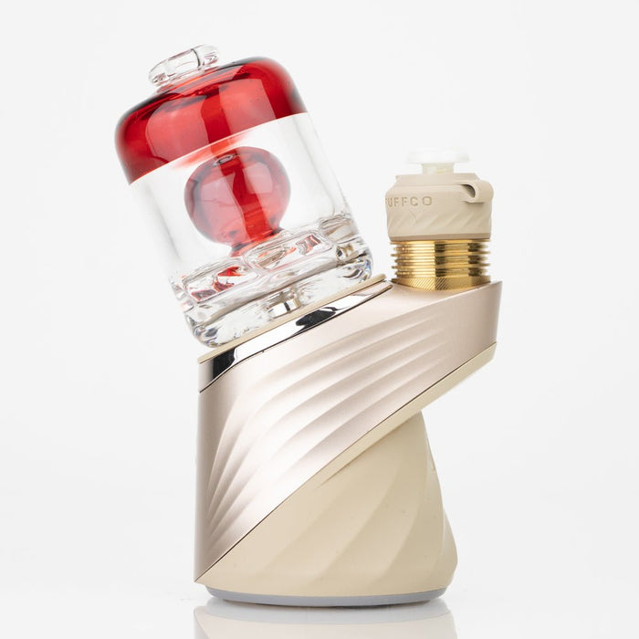 Empire Glassworks Ruby Red Puffco dry top attachment with clear and red glass