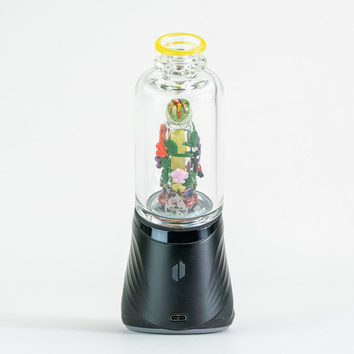 Empire Glassworks Sunshine Garden Puffco top displayed on a black Puffco device