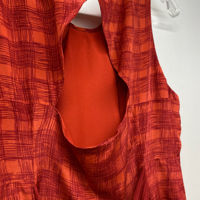 Girls From Savoy-Anthropologie Size 8-M Women's Red Pattern Sleeveless Dress