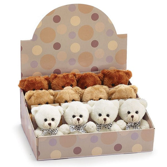 Plush Beige Rust White Bears in Display Box