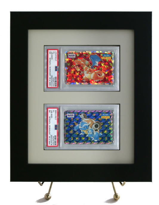 Pokemon Framed Display for (2) PSA Graded Horizontal Cards - Graded And Framed