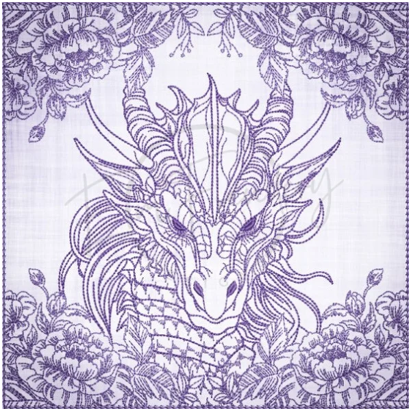 Quilt Square - Dragon Selfie Portrait 9 7.77 X 7.80 (197.4mm X 198.1mm)