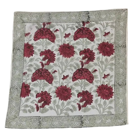 Red & Green Block Print Bandana Square Scarf - Precious Sparkle