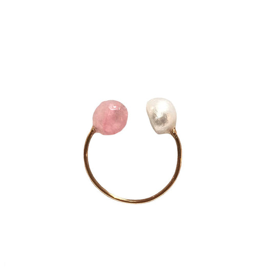 Rose Quartz & Pearl Power Duo Ring