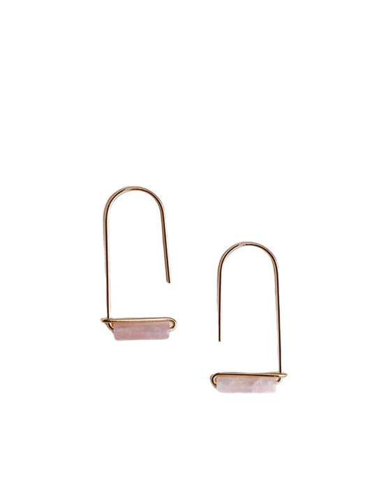 Rose Quartz Stone Drop Earrings
