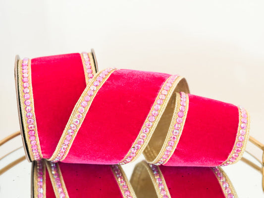 Rosé Velvet Jewel Ribbon