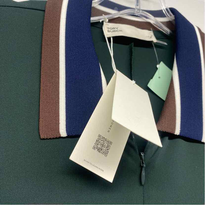 Tory Burch Size Xl Women's Green Color Block Short Sleeve Dress