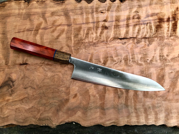 Tsunehisa Ginsan 3 Migaki - Custom Gyuto 210  (8”) with Red heart and bocote