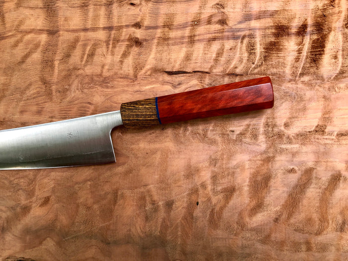 Tsunehisa Ginsan 3 Migaki - Custom Gyuto 210  (8”) with Red heart and bocote