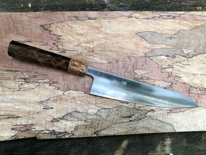 Tsunehisa Ginsan 3 Migaki - Custom Gyuto 210  (8”) with Turkish Walnut and Mango Burl