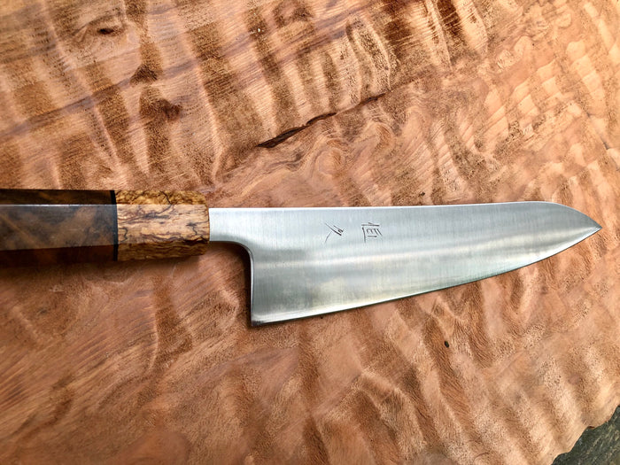 Tsunehisa Ginsan 3 Migaki - Custom Gyuto 210  (8”) with Turkish Walnut and Mango Burl