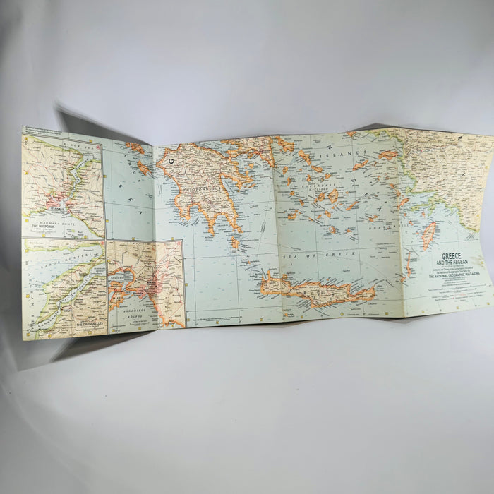 Vintage National Geographic Map — Greece and the Aegean (December 1958) — National Geographic Society | Fold-Out Atlas Plate 40, Cartography / Travel Map