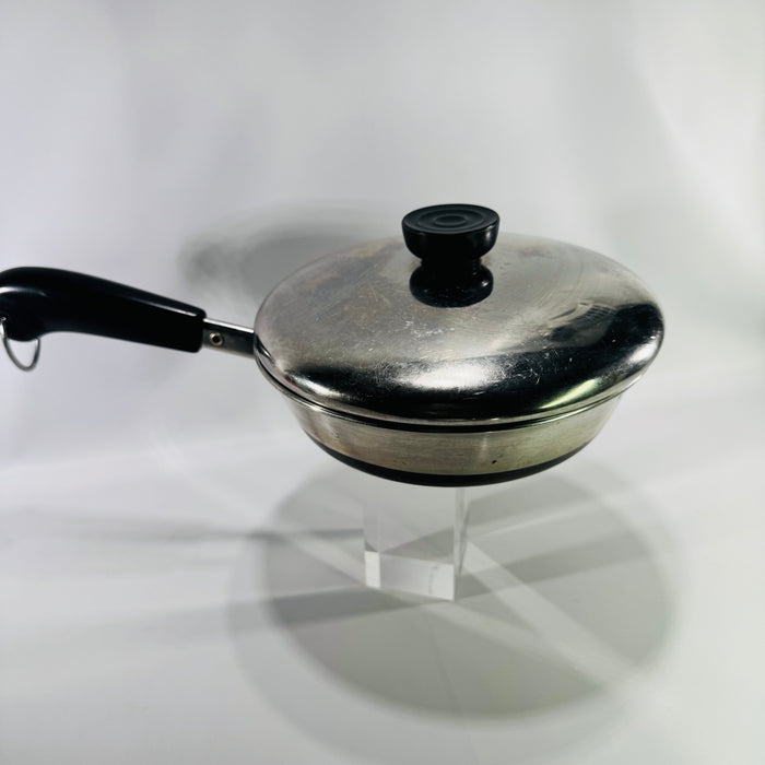 Vintage Revere Ware 1801 Copper Bottom 7 Inch Skillet with Lid Clinton Illinois USA Stainless Fry Pan