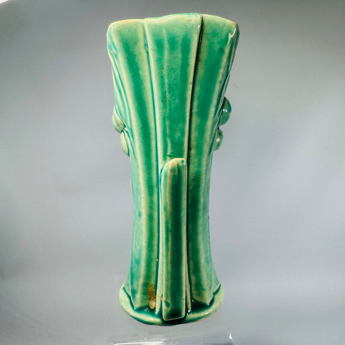 Vintage Turquoise Leaf & Berry Pottery Vase (Unmarked  McCoy  style) – 6"