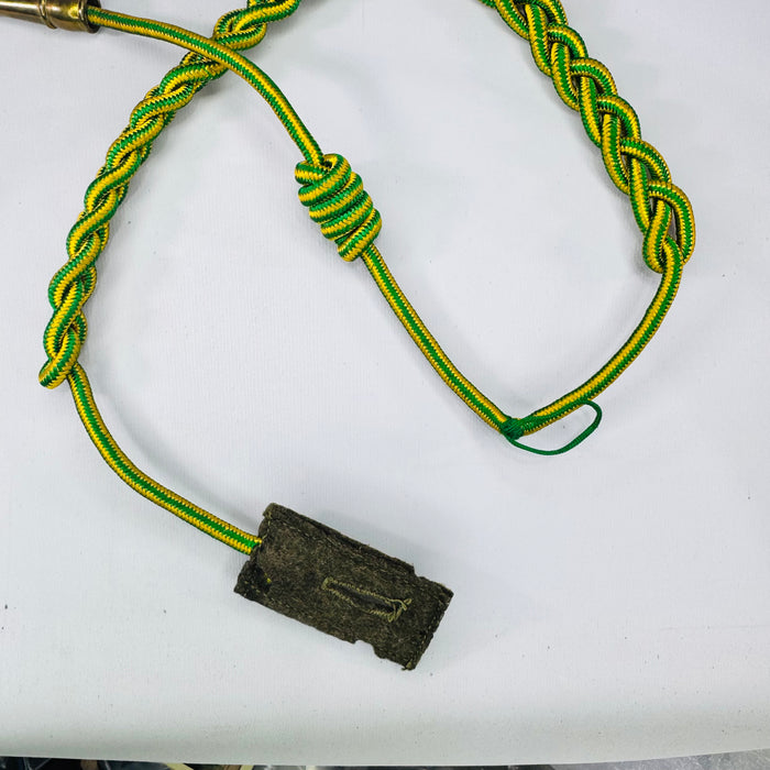 Vintage U.S. Army WWII Style French Fourragère Shoulder Cord Green Yellow Military Uniform Lanyard 43 Inch