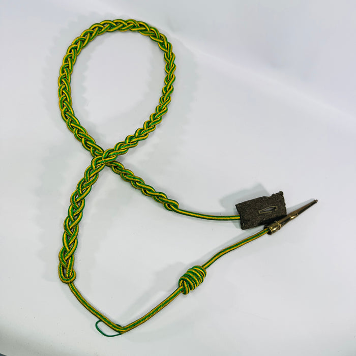 Vintage U.S. Army WWII Style French Fourragère Shoulder Cord Green Yellow Military Uniform Lanyard 43 Inch