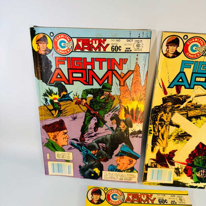 Vintage War Comics Lot — Fightin’ Army #158, #159, #160 (1982) — Charlton Comics | Bronze Age War Comic Series, Military Comics