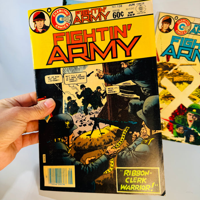 Vintage War Comics Lot — Fightin’ Army #158, #159, #160 (1982) — Charlton Comics | Bronze Age War Comic Series, Military Comics