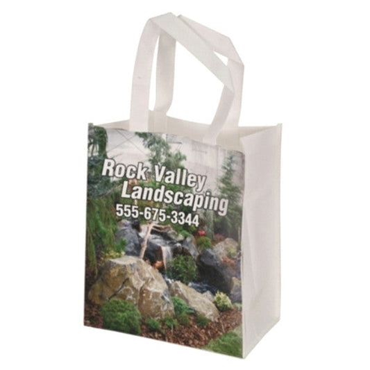 White Canvas Picture Gift Bag with 4 Inch Gusset