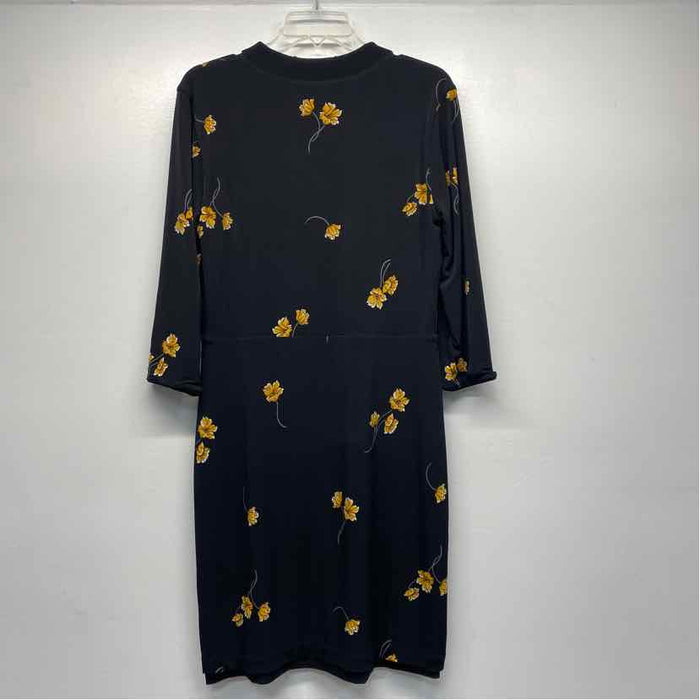 White House Black Market Size 12 Women's Black-Multi Floral Faux Wrap Dress