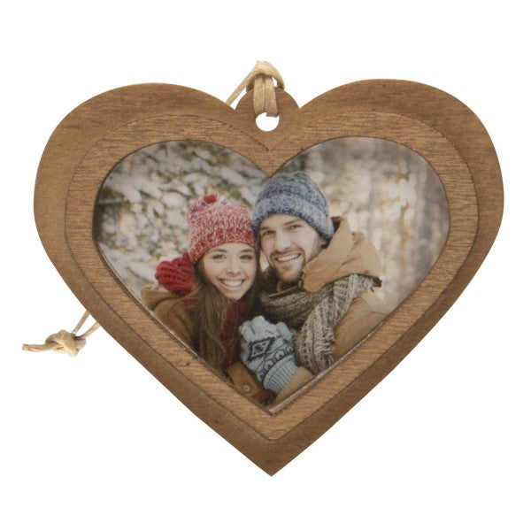 Wood Heart Photo Ornament Front