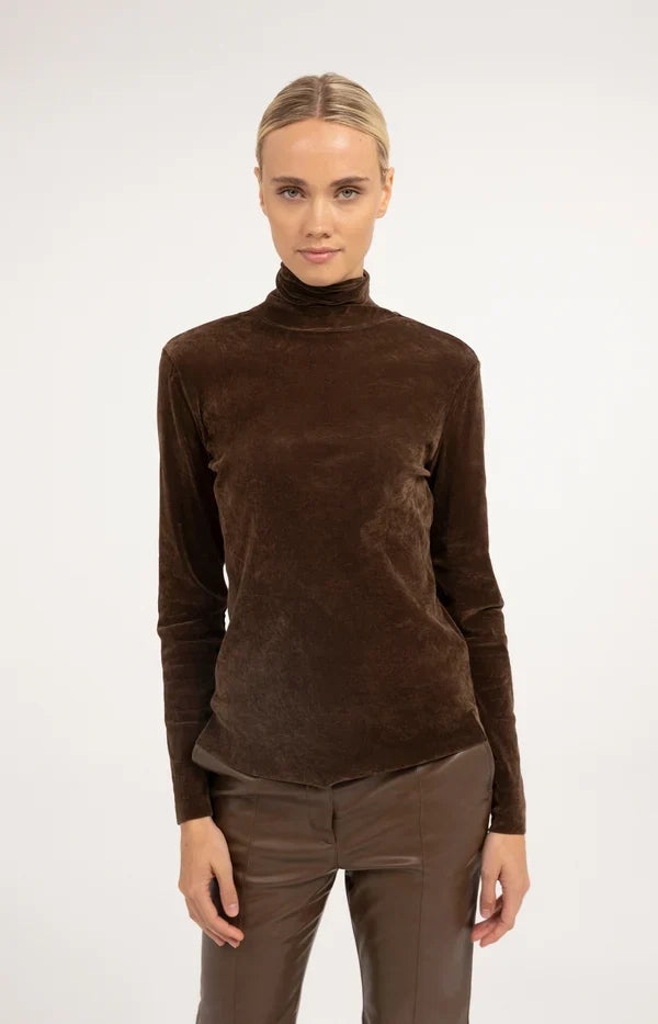 Yaya Velvet Mesh Top with High Neck - Precious Sparkle