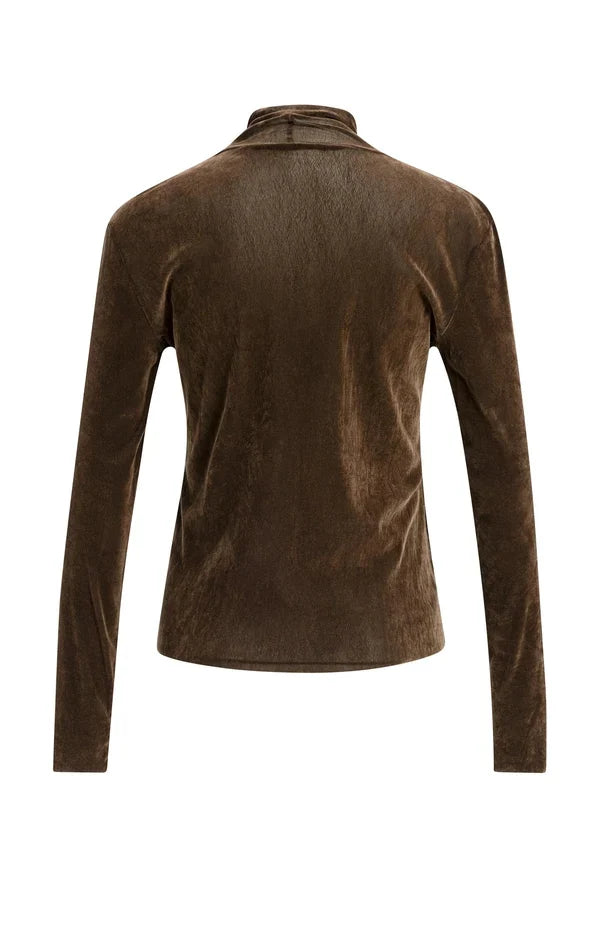 Yaya Velvet Mesh Top with High Neck - Precious Sparkle